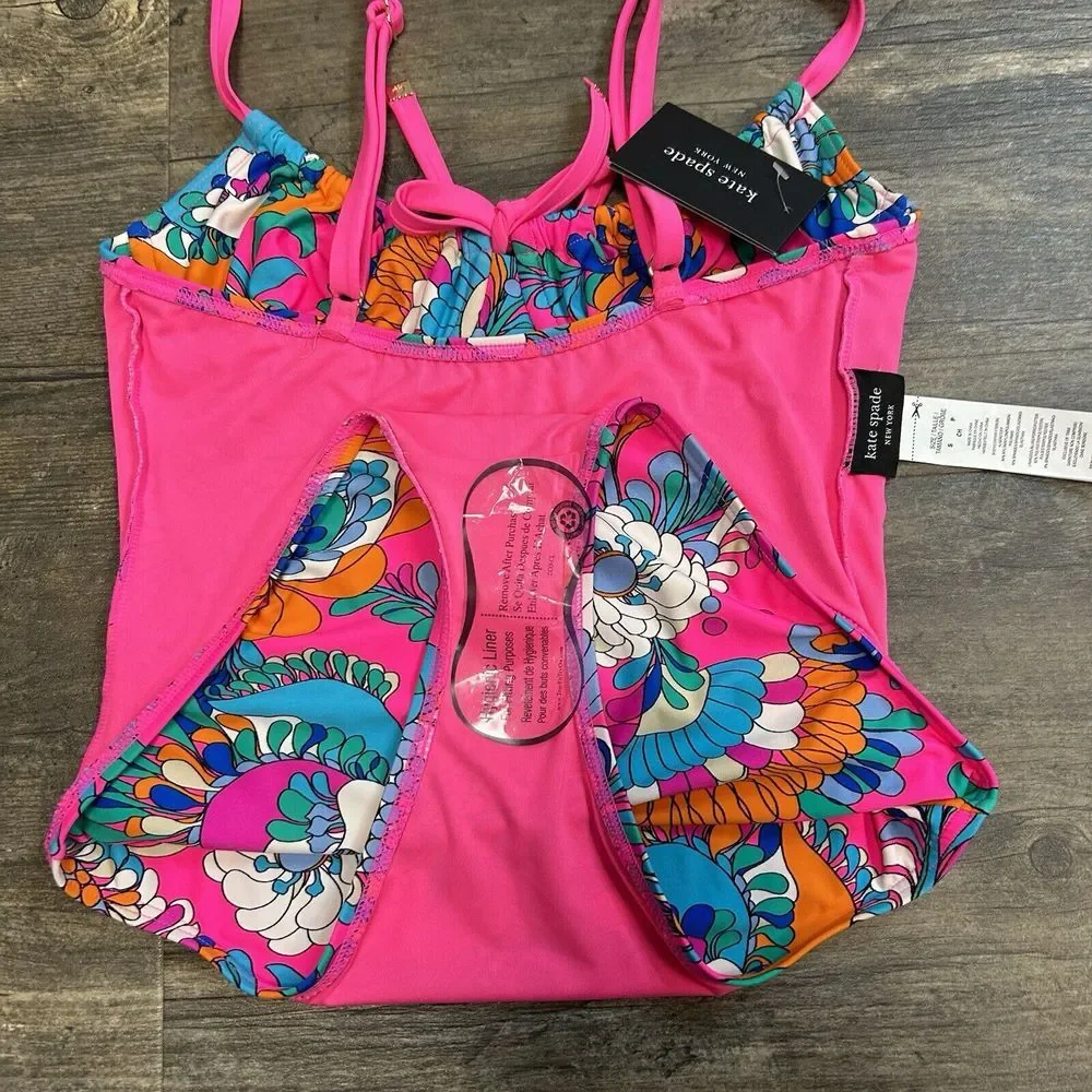 NWT Kate Spade Cinch Front Underwire One Piece Swimsuit Size S Radiant Pink (135
